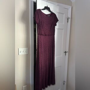 Adrianna Papell Plum Beaded Maxi Dress